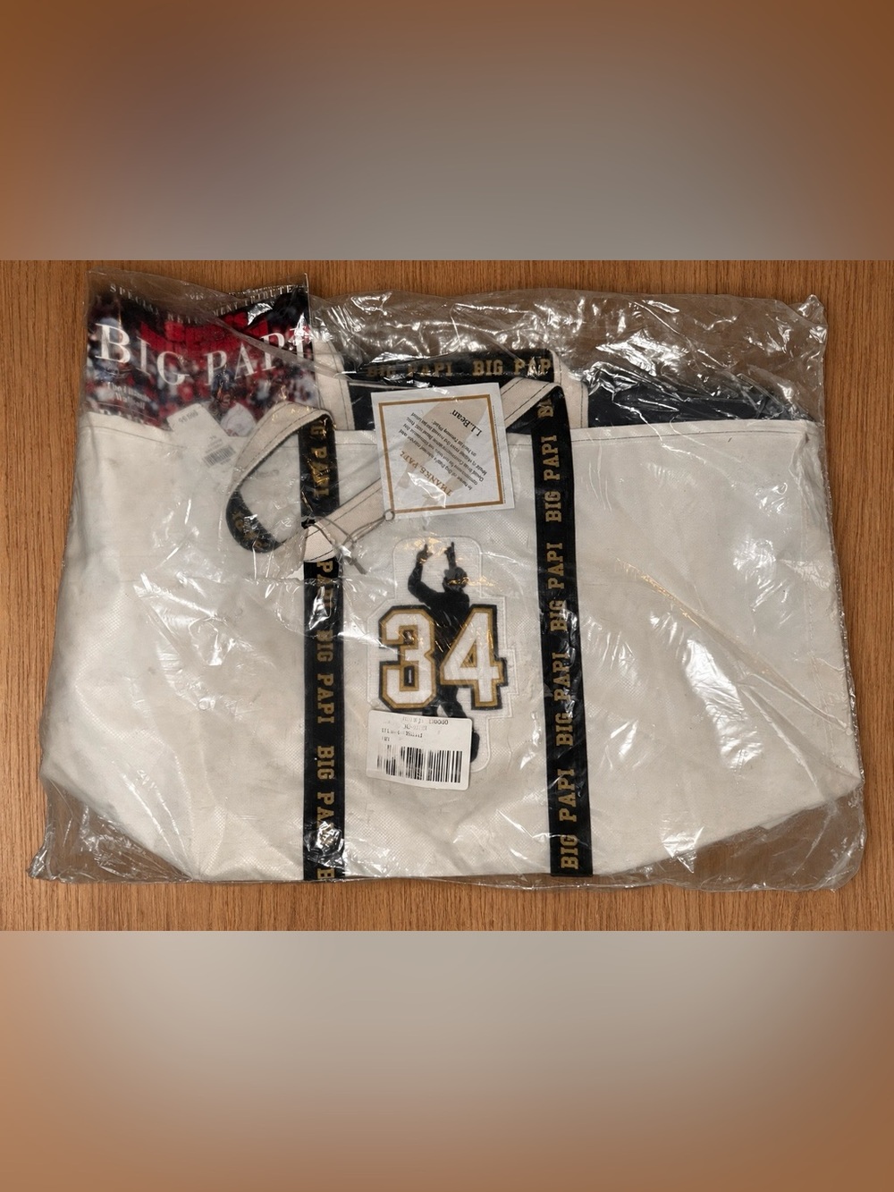 White & Black Canvas Tote Bag with 34 Patch